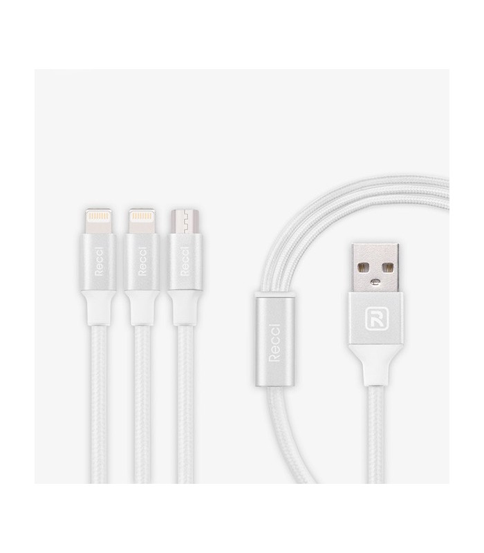 Recci USB kabelis  3 in 1 e RCS-HG120 Micro USB +2x Lightning